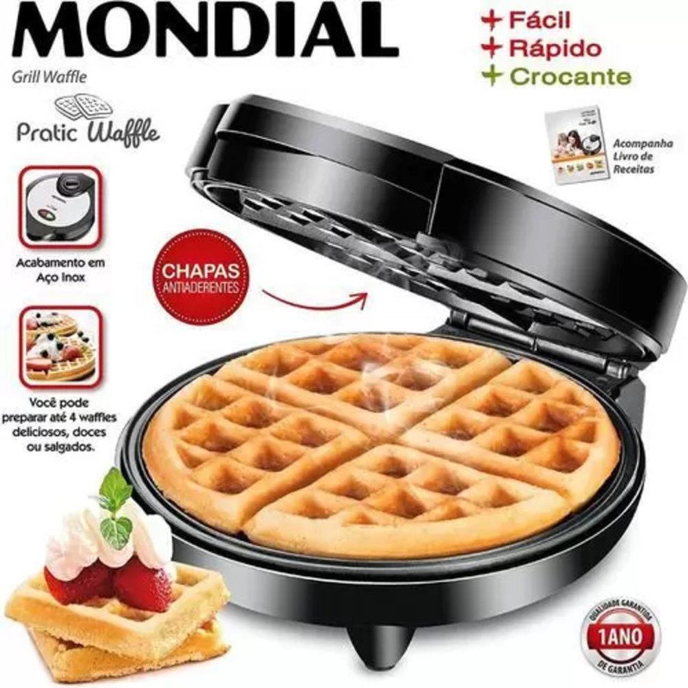 Maquina De Waffle Grill Pratic Mondial 1200w Gw-01 110V