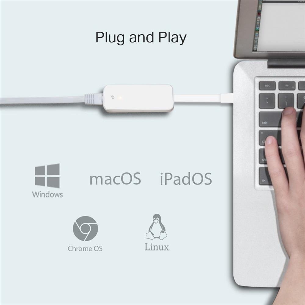 Adaptador de Rede TP-Link, USB-C C 3.0 x RJ45 Gigabit - UE300C
