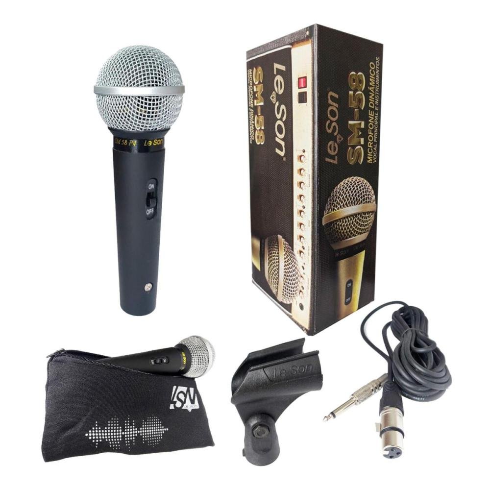 Microfone Profissional Sm58 P4 Clássico Leson