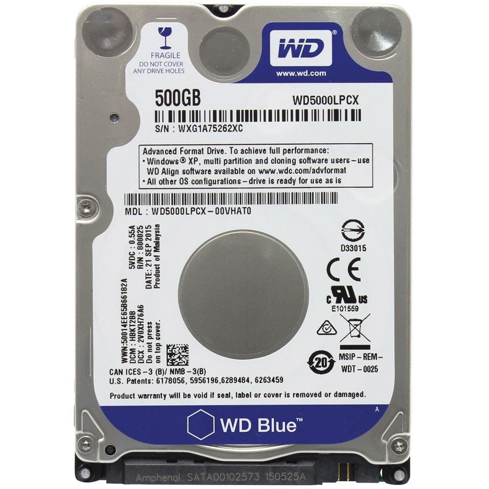 HD Notebook WD Blue 500GB WD5000LPCX Sata 2.5
