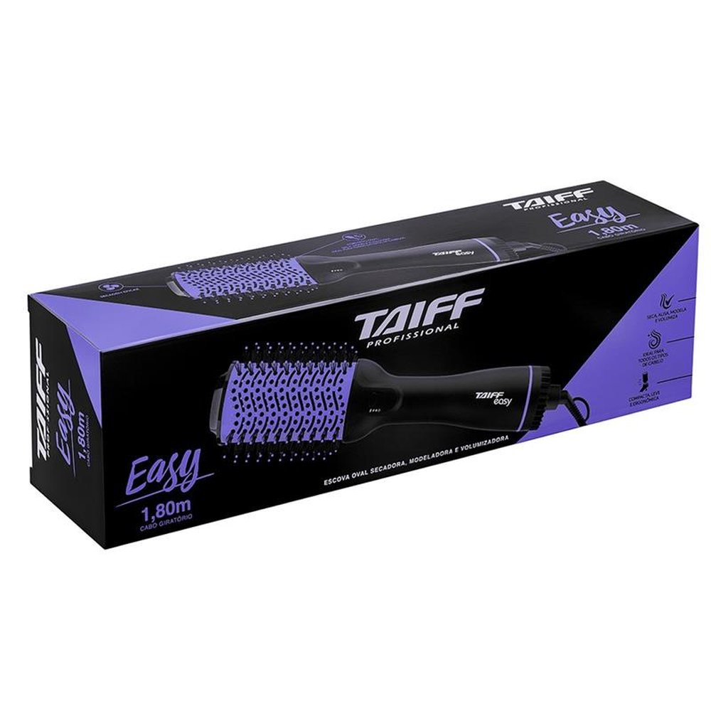 Escova Secadora Taiff Oval Easy 3 Temperaturas Preto/Lilás, 110V