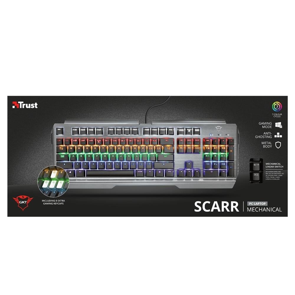 Teclado Gamer Trust GXT 877 Scar Mecanico Rainbow