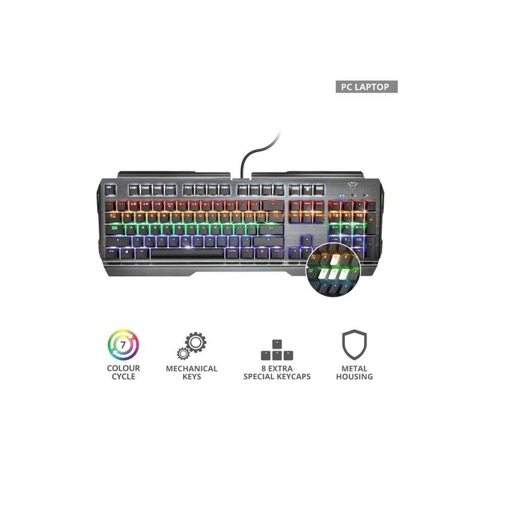 Teclado Gamer Trust GXT 877 Scar Mecanico Rainbow