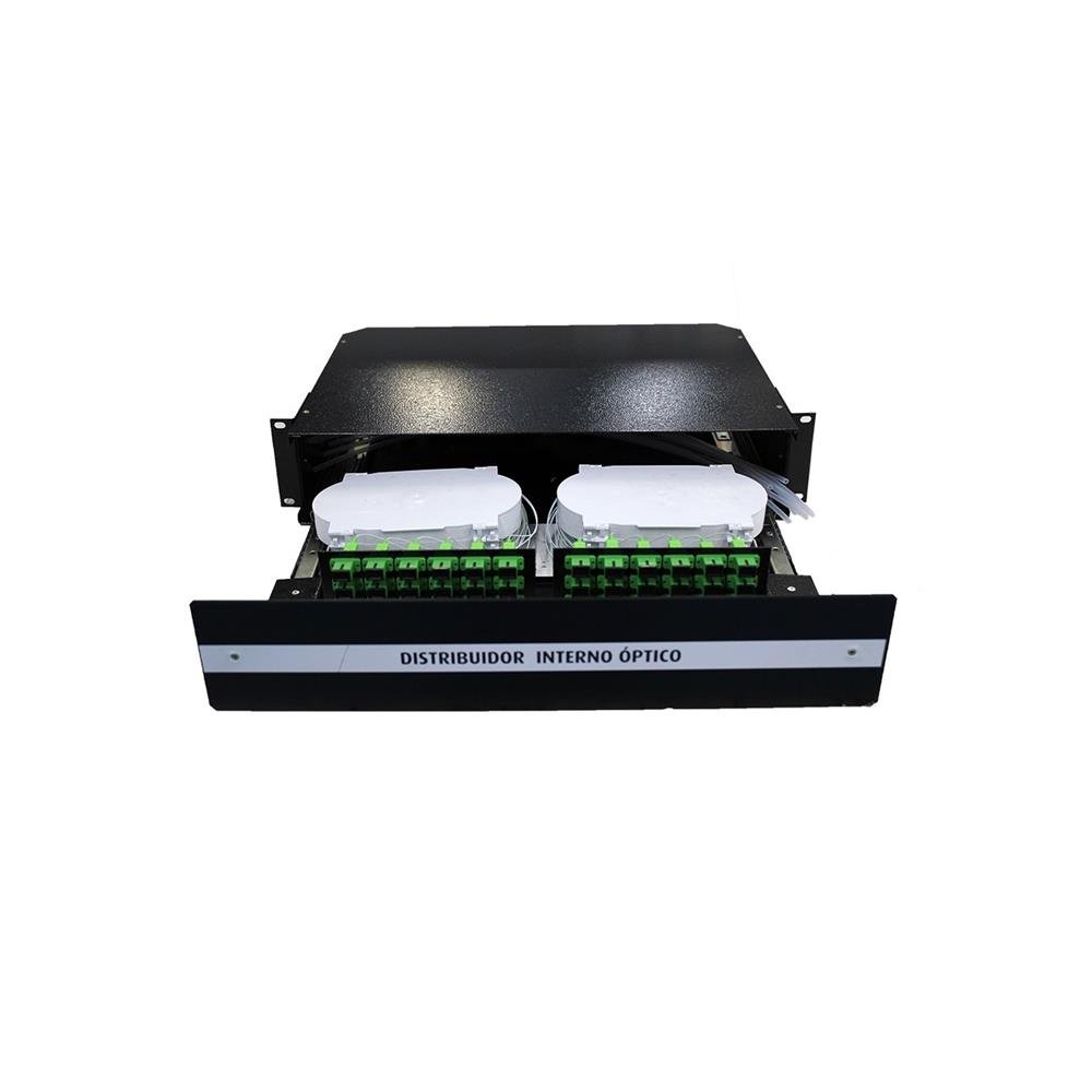 Distribuidor Interno Óptico 48 Fibras SM 9 SC APC Preto