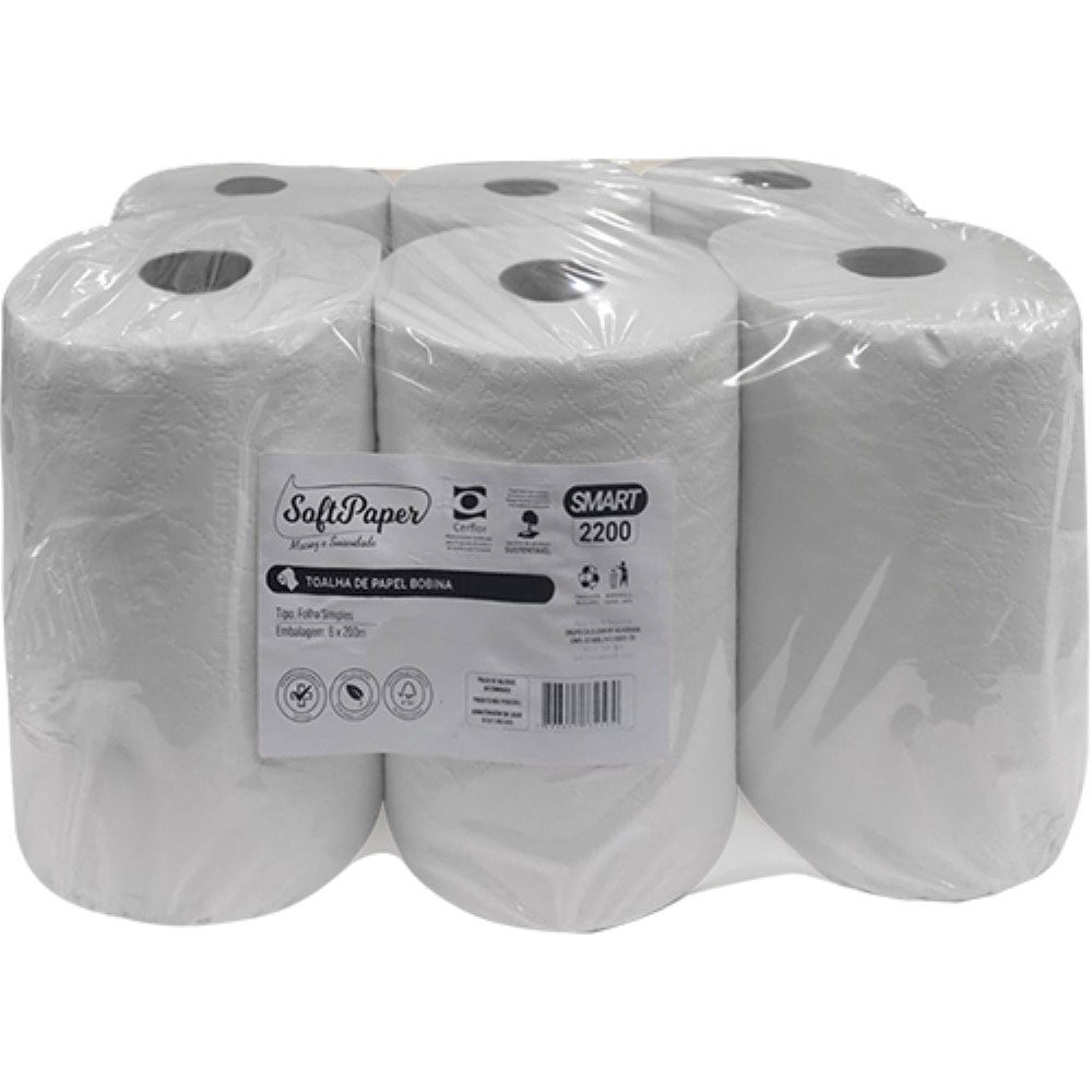 Toalha Bobina 6x200m Softpaper Smart 23g