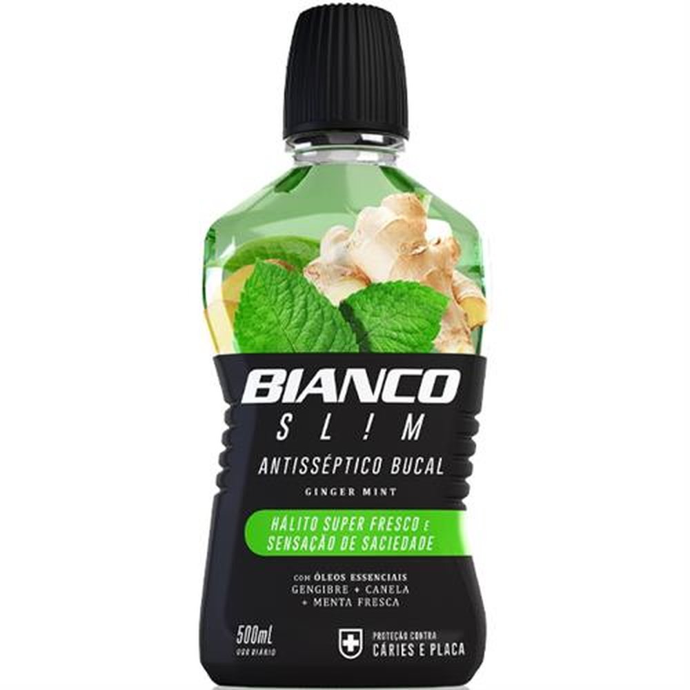 Enxaguante Bucal Bianco Slim Antisseptico Ginger Mint 12x500ml