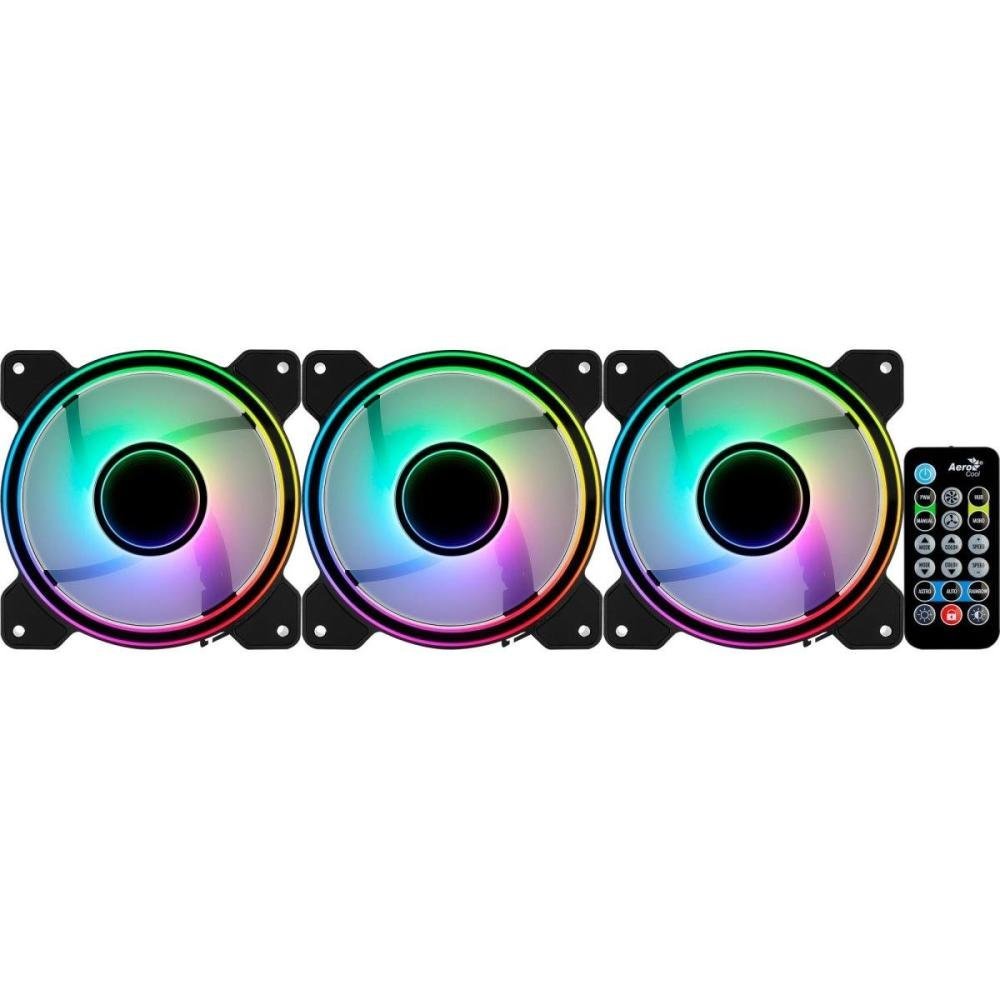 Kit 3 Coolers Mirage12 Argb Pro + Hub + Controle Aerocool