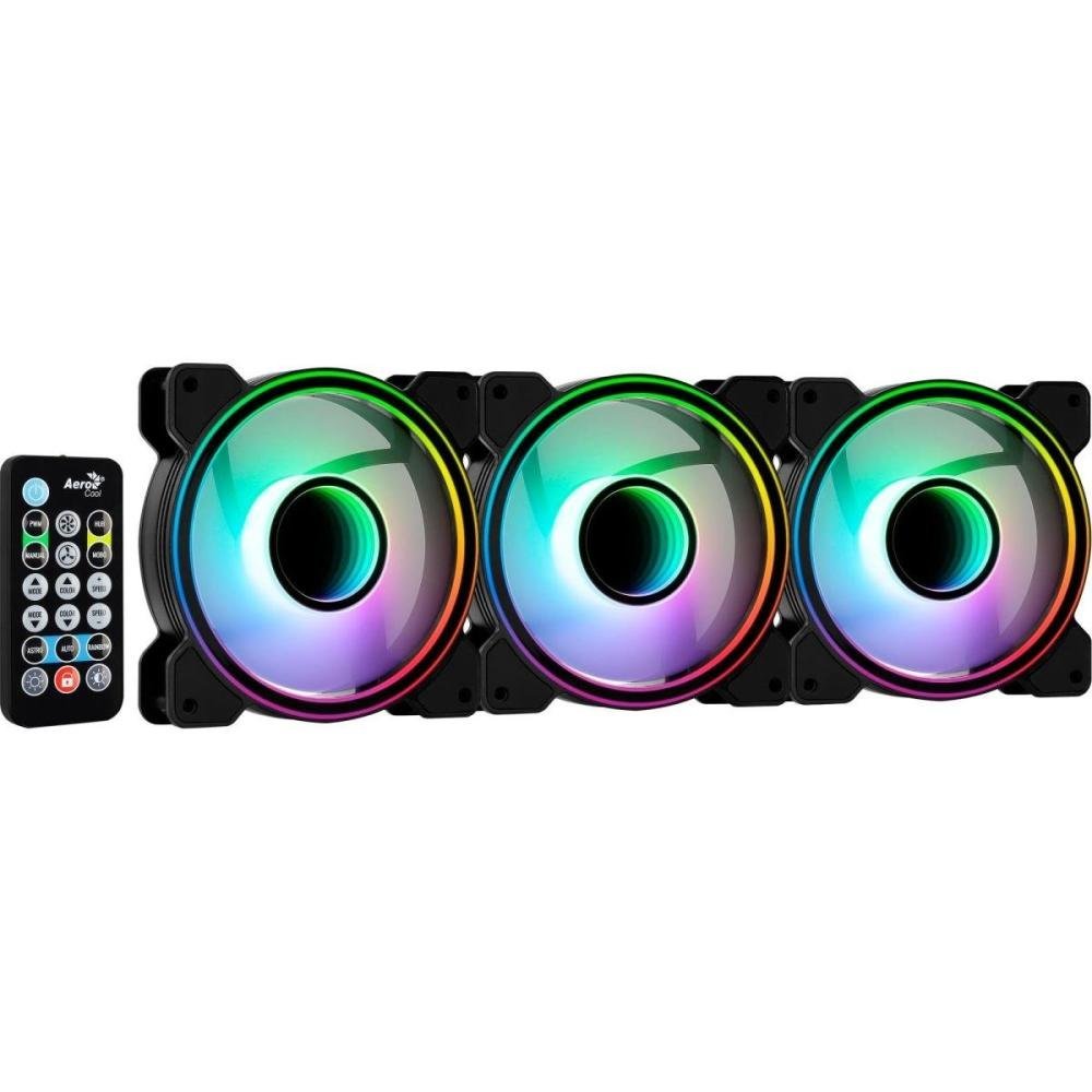 Kit 3 Coolers Mirage12 Argb Pro + Hub + Controle Aerocool