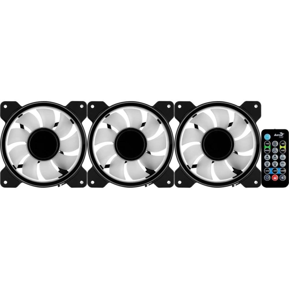 Kit 3 Coolers Mirage12 Argb Pro + Hub + Controle Aerocool