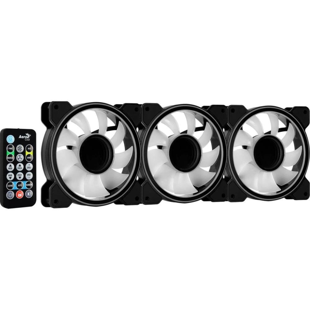 Kit 3 Coolers Mirage12 Argb Pro + Hub + Controle Aerocool