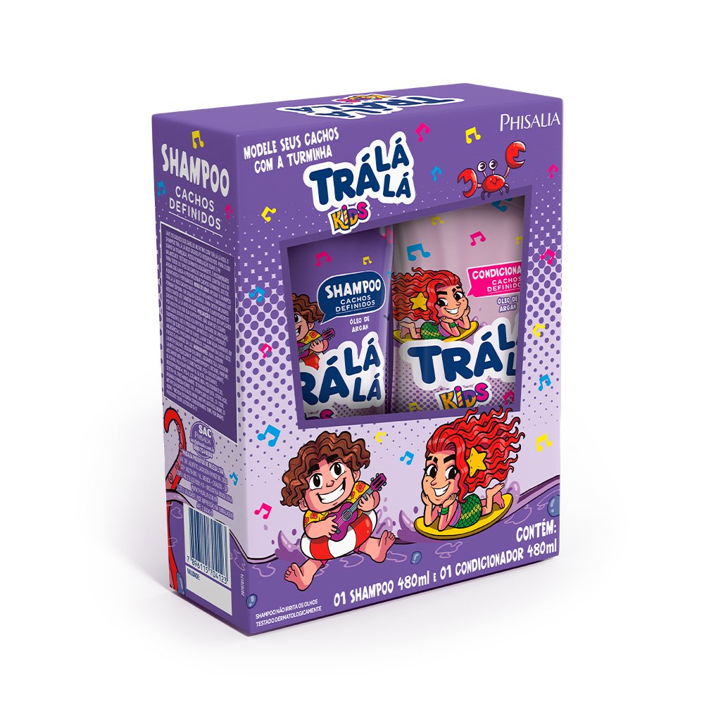 Kit Shampo+creme de Pentear Tralala Kids Cachos Definidos 480ml+300ml Phisalia