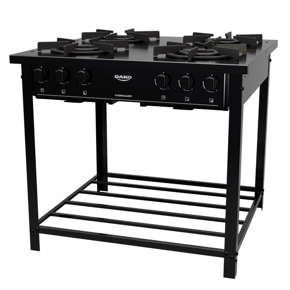 Fogão Industrial Dako 4 Bocas, Couraçado, Preto, Bivolt