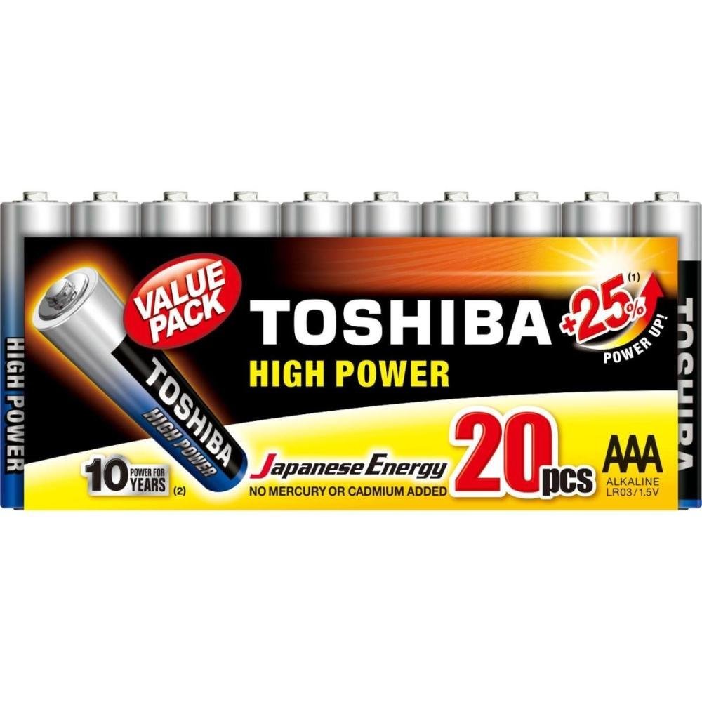 Pilha Alcalina AAA 1,5V LR03GCP Toshiba - Cartela com 20 pilhas
