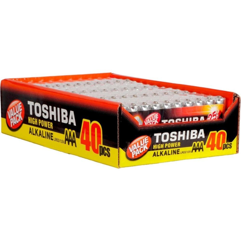 Pilha Alcalina AAA 1,5V LR03GCP Toshiba - Cartela com 40 pilhas