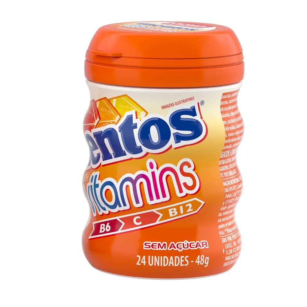 Chiclete Mentos Gum Vitaminis Citrus Garrafa - Caixa com 6 Unidades