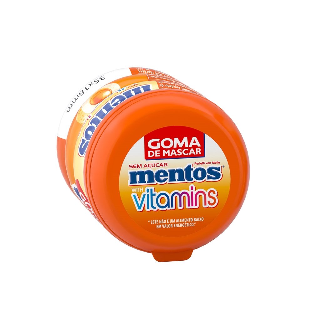 Chiclete Mentos Gum Vitaminis Citrus Garrafa - Caixa com 6 Unidades