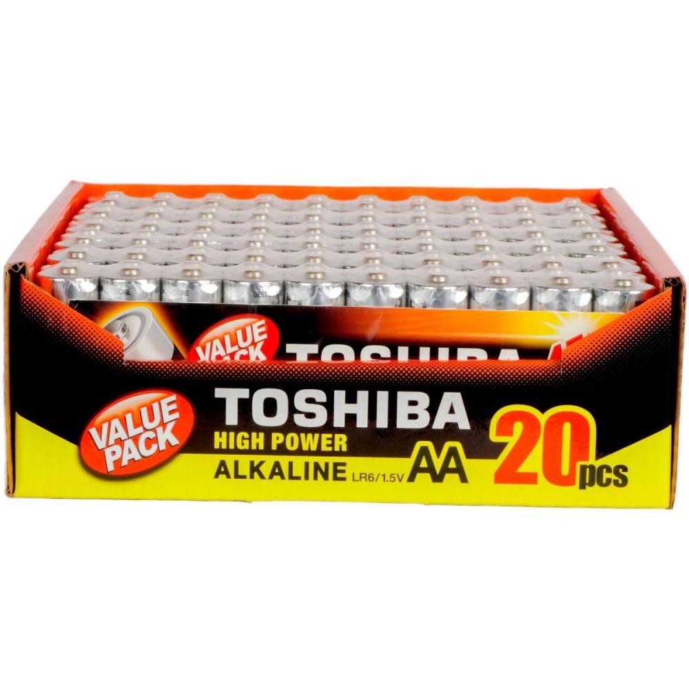 Pilha Alcalina AA 1,5V LR6GCP Toshiba - Cartela com 20 pilhas