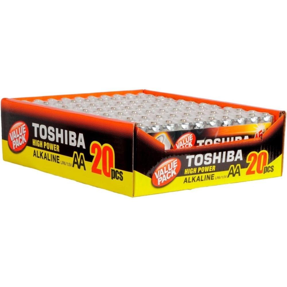 Pilha Alcalina AA 1,5V LR6GCP Toshiba - Cartela com 20 pilhas