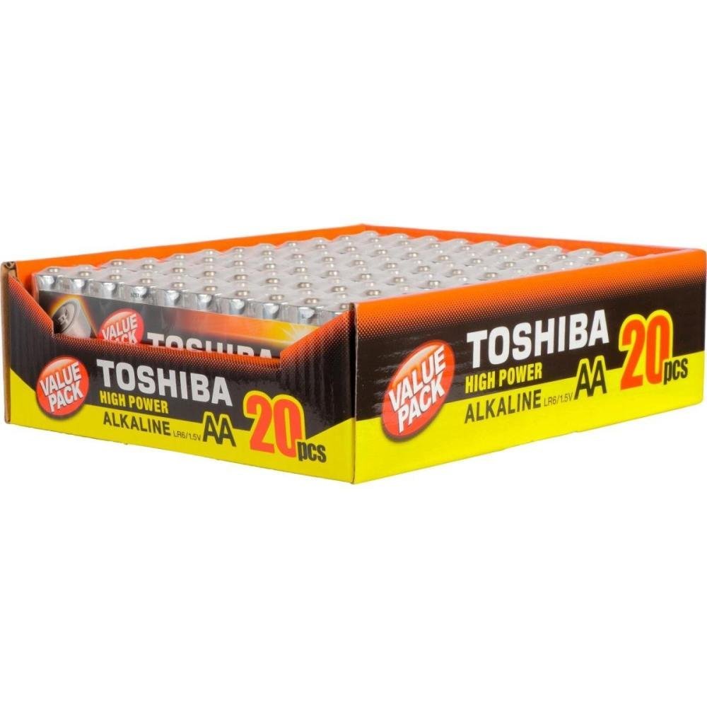 Pilha Alcalina AA 1,5V LR6GCP Toshiba - Cartela com 20 pilhas