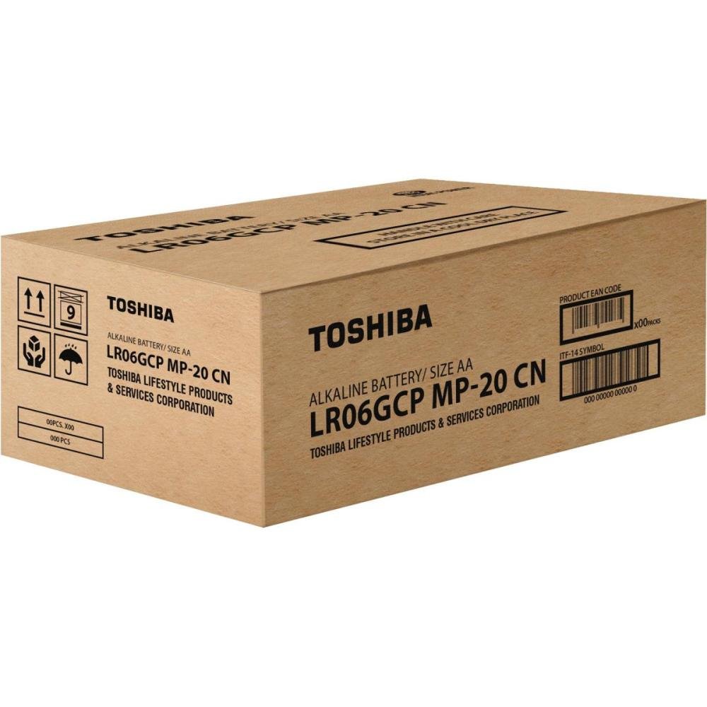 Pilha Alcalina AA 1,5V LR6GCP Toshiba - Cartela com 20 pilhas