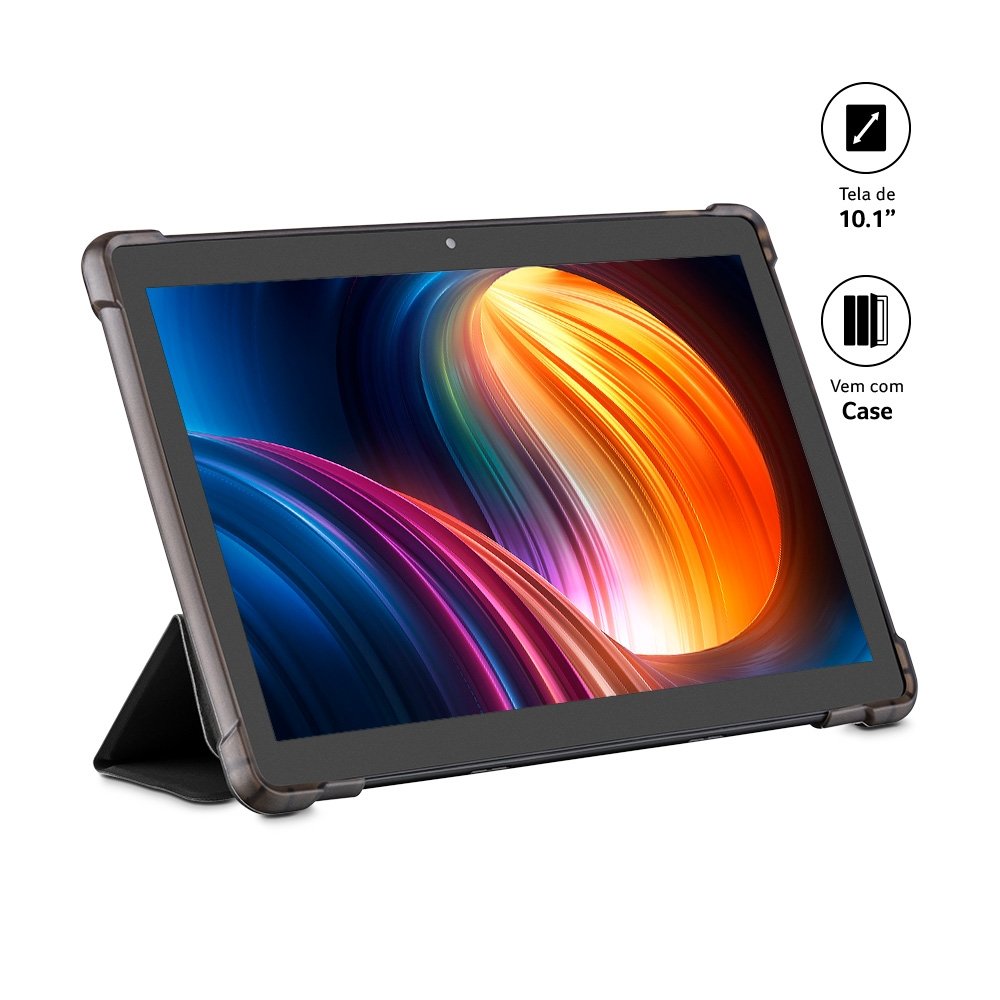 Tablet Multi Ultra U10, Preto, Tela de 10" | 4G+Wi-Fi, Android 12, Câm. Traseira 8MP e Frontal 5MP, 64GB