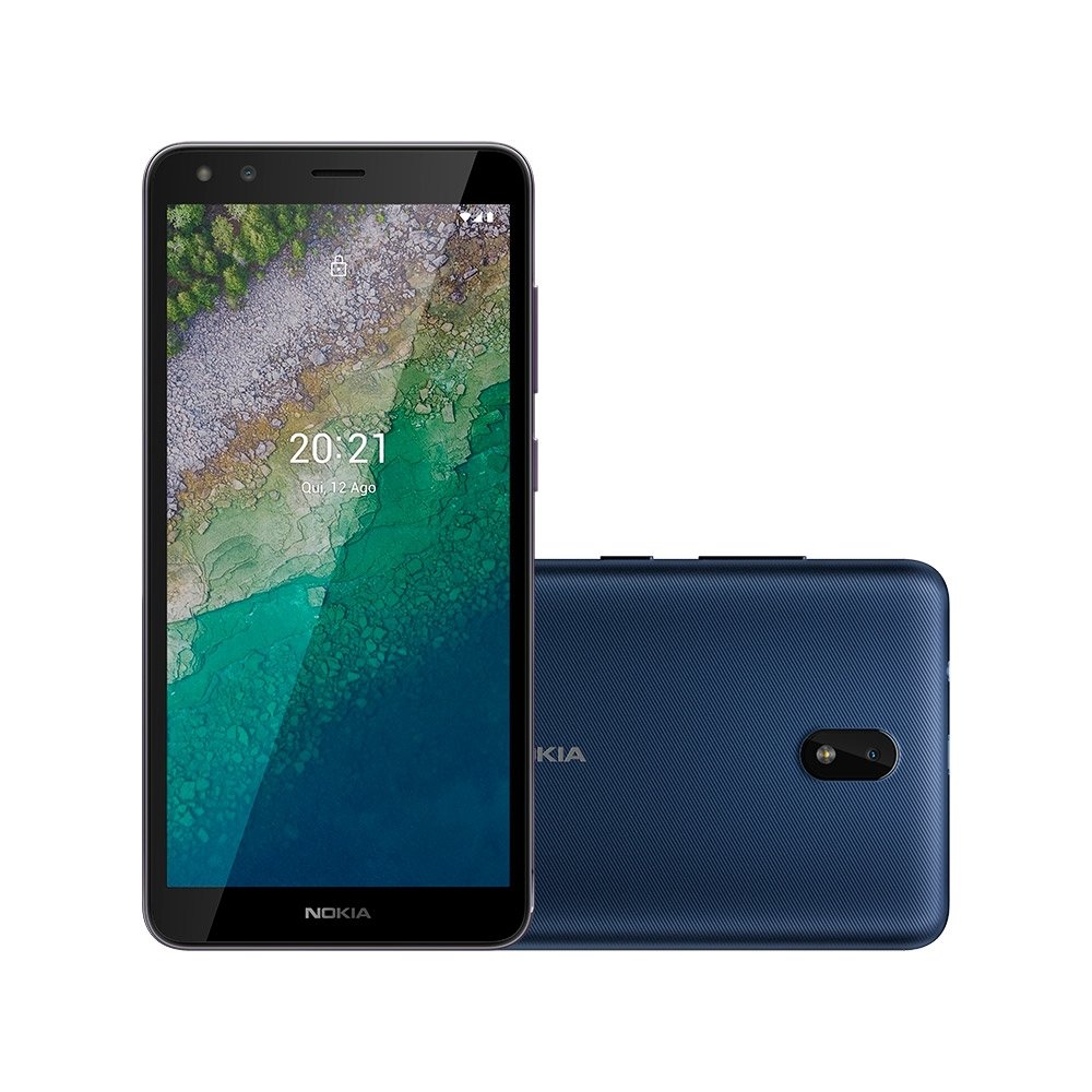 Smartphone Nokia C01 Plus Azul, Tela de 5.45", 4G+Wi-Fi, And. 11, Câm. Tras. de 5MP, Frontal de 5MP, 1GB RAM, 32GB