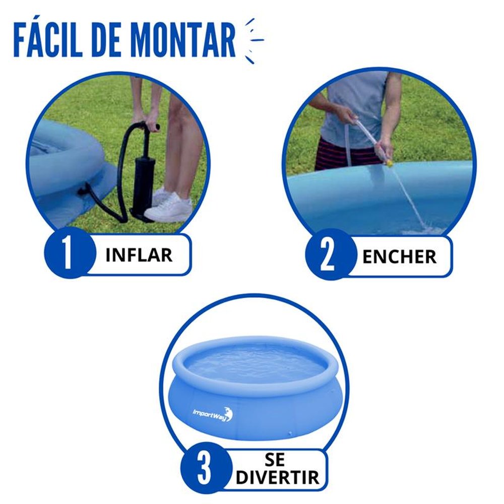 Piscina borda inflável 2490L com Capa