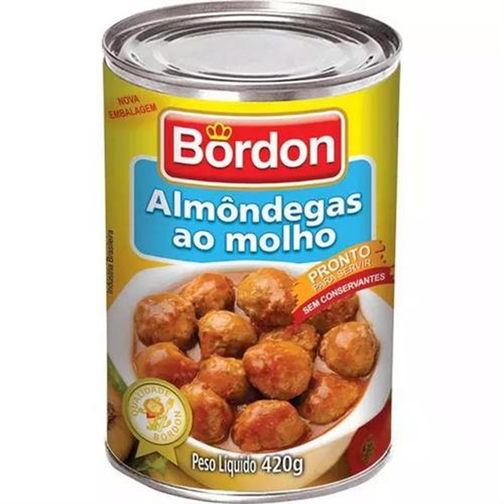 Almôndega Bordon 420g - Caixa contém 24 unidades.