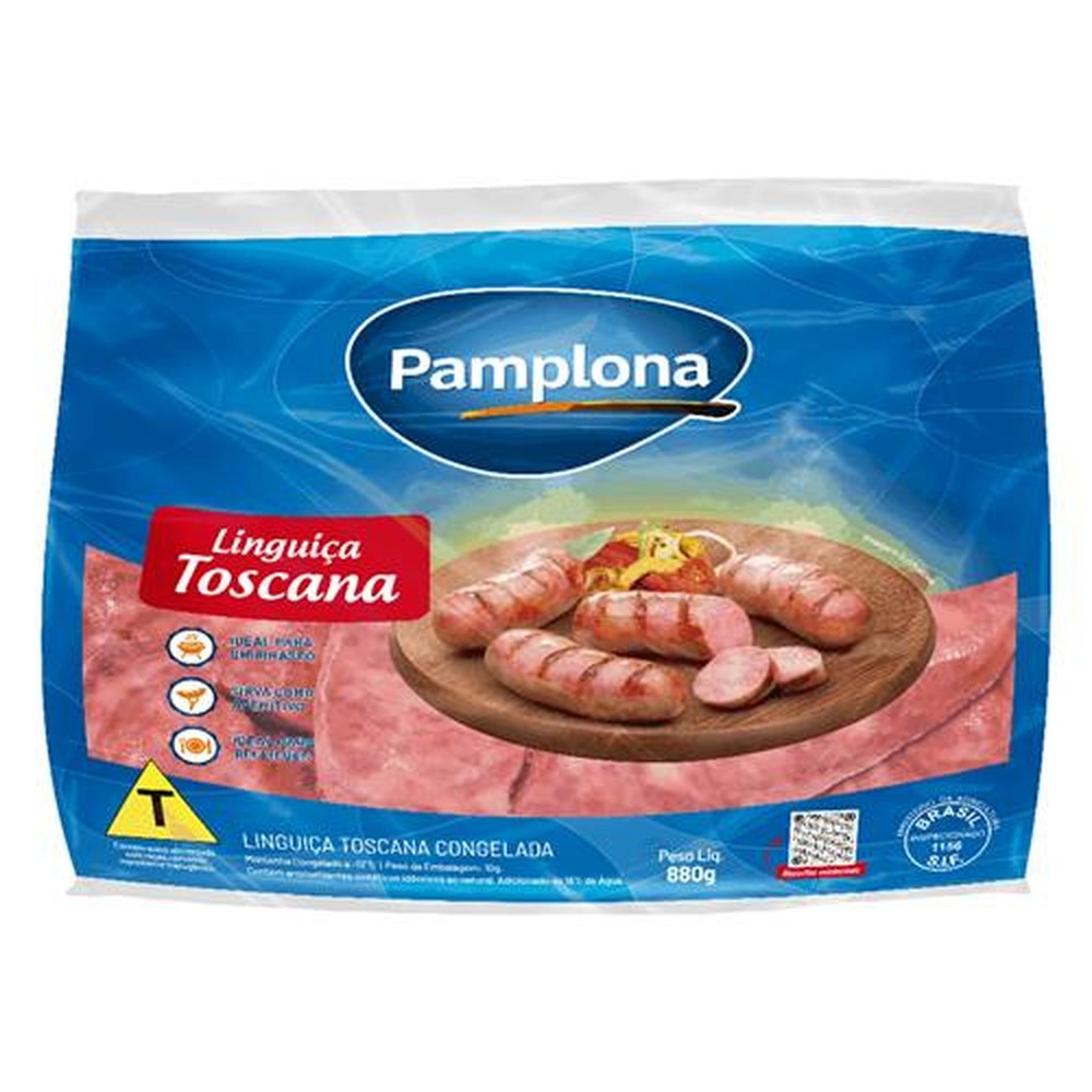 Linguiça Toscana Congelada 880g Pamplona - Embalagem com 10 und. - Peso 8,80kg