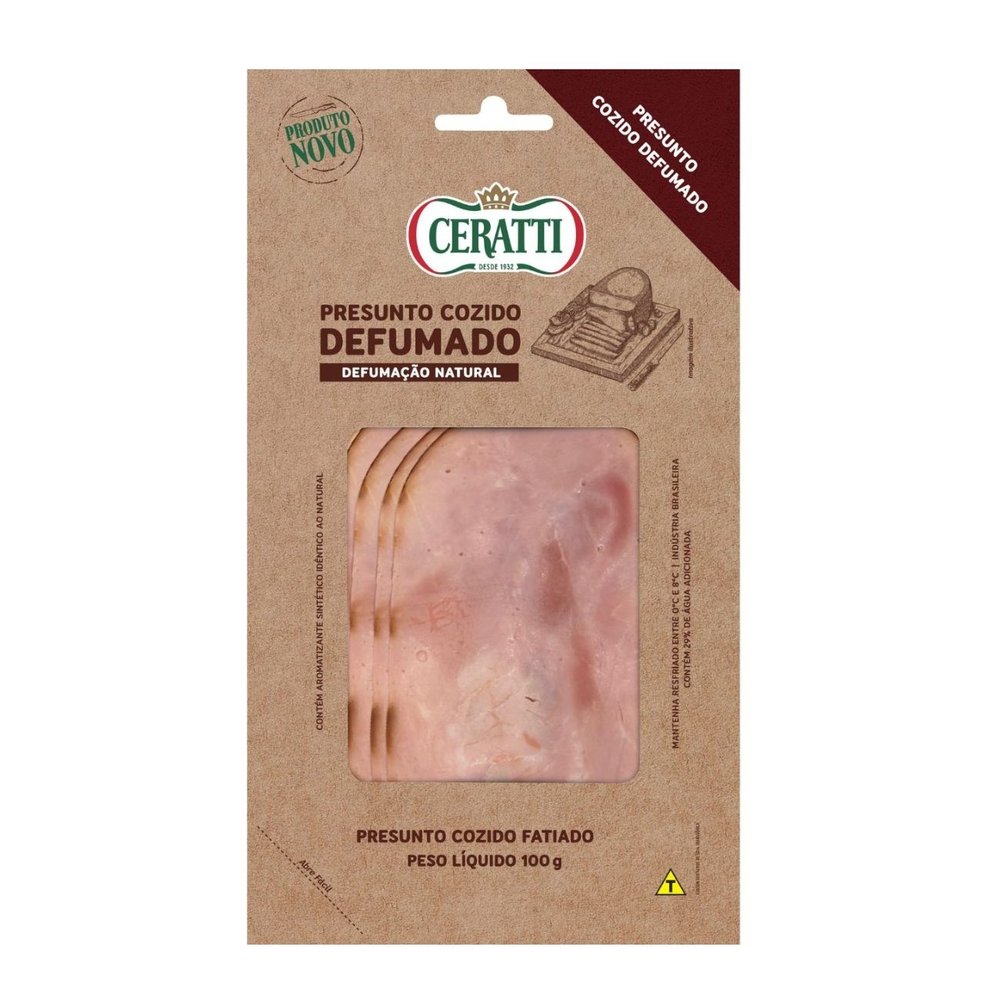 Presunto Defumado Fatiado 100G - Contem 18 embalagens