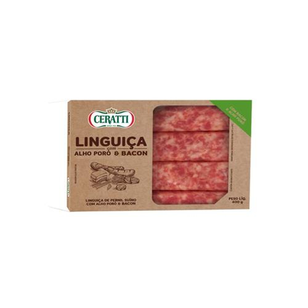 Linguiça com alho poro e bacon 400G - Contem 10 embalagens