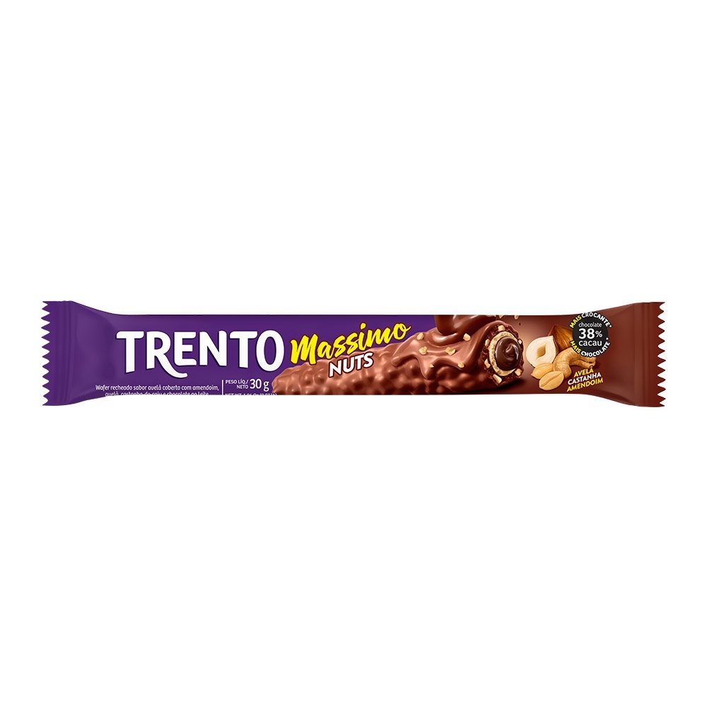 Chocolate Trento Wafer Massimo Nuts ao Leite 30g - 16 Unidades