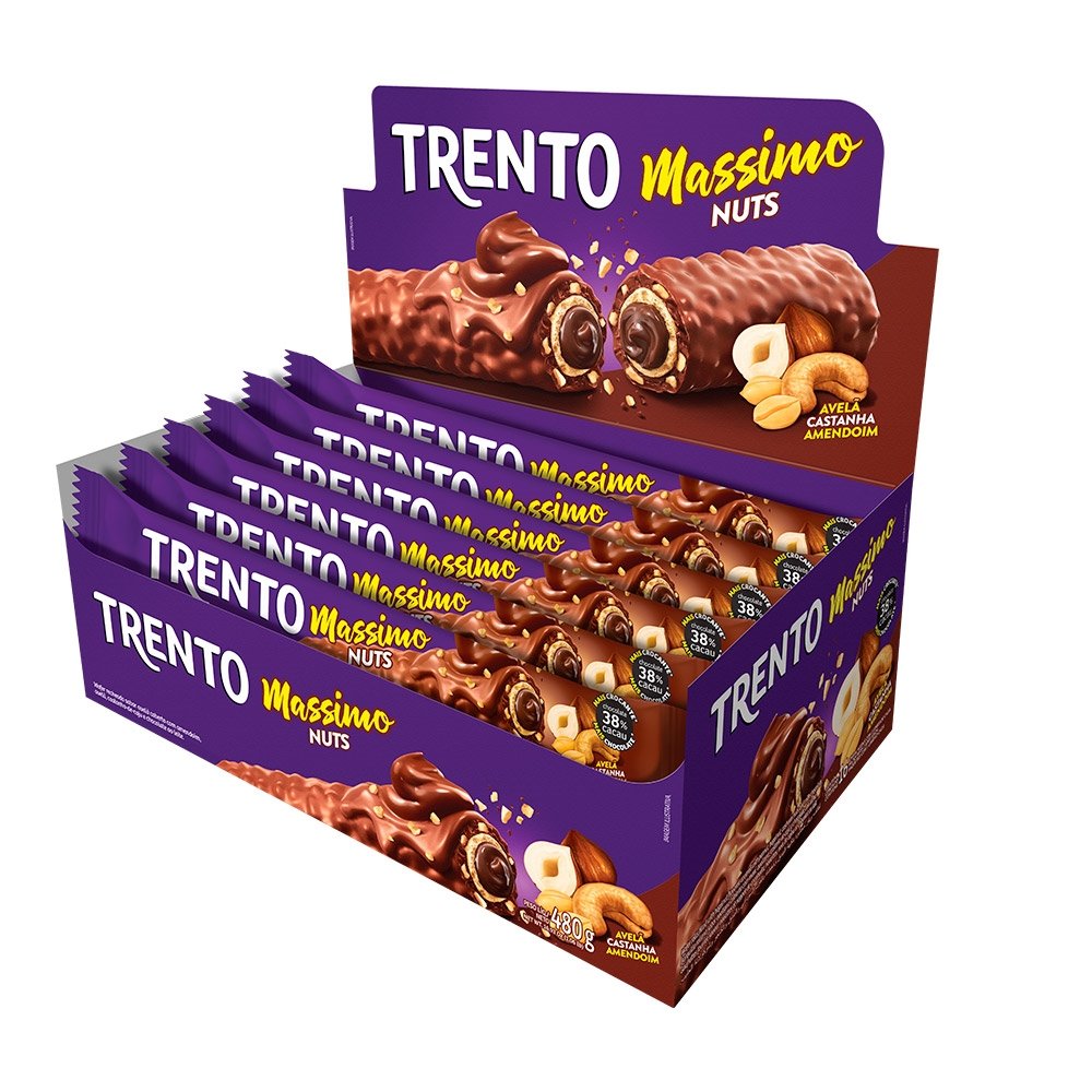 Chocolate Trento Wafer Massimo Nuts ao Leite 30g - 16 Unidades