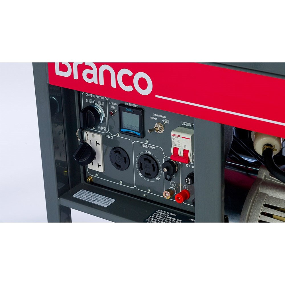 Gerador Branco BD8000EF 13CV, 6,7KVA, Diesel, Partida Elétrica