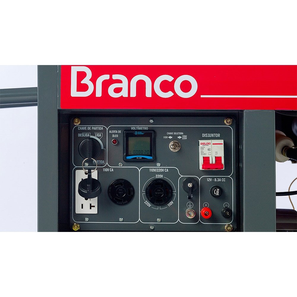 Gerador Branco BD8000EF 13CV, 6,7KVA, Diesel, Partida Elétrica