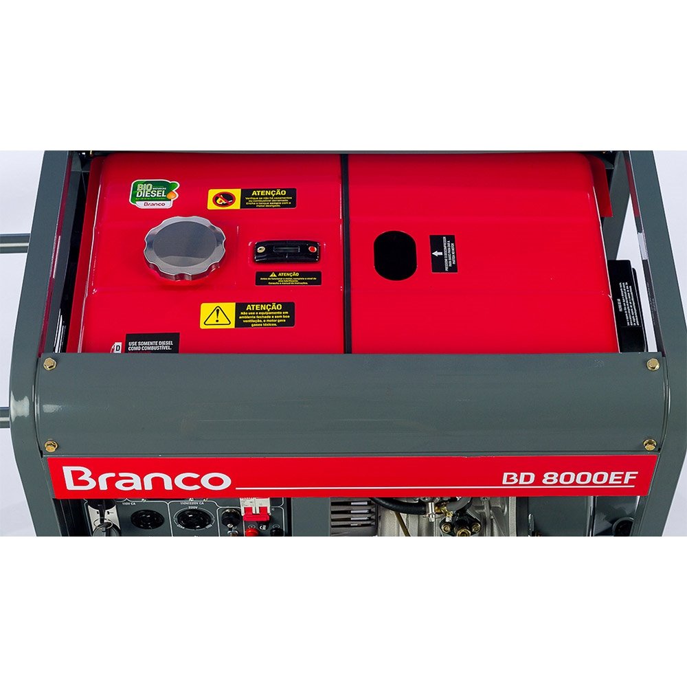 Gerador Branco BD8000EF 13CV, 6,7KVA, Diesel, Partida Elétrica