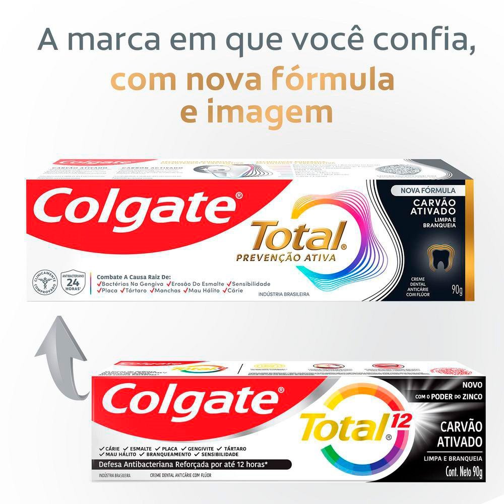 Creme Dental Colgate Total 12 Carvão Ativado 90g