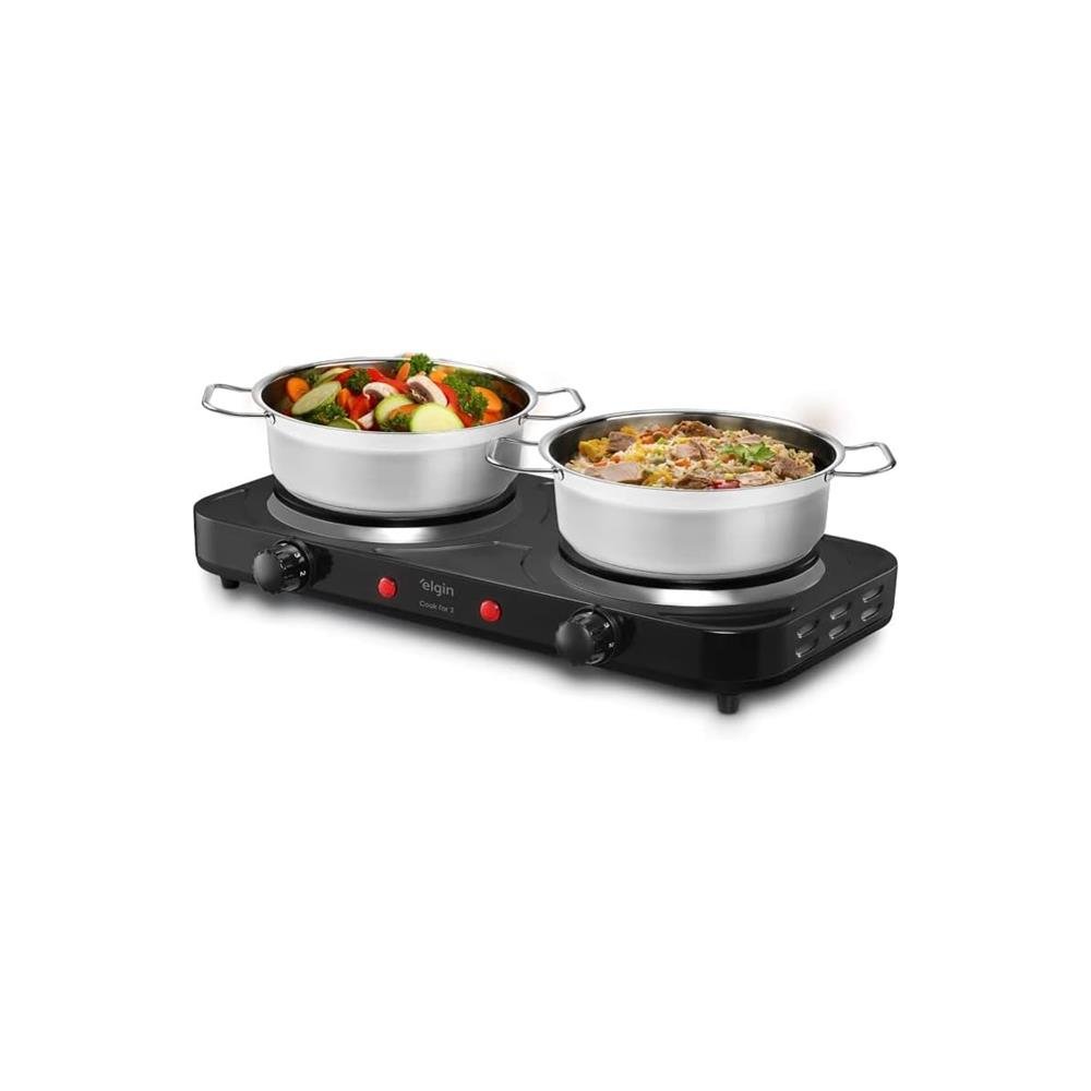 Fogão Elétrico Portátil Cooktop 2 Bocas Elgin - 110V
