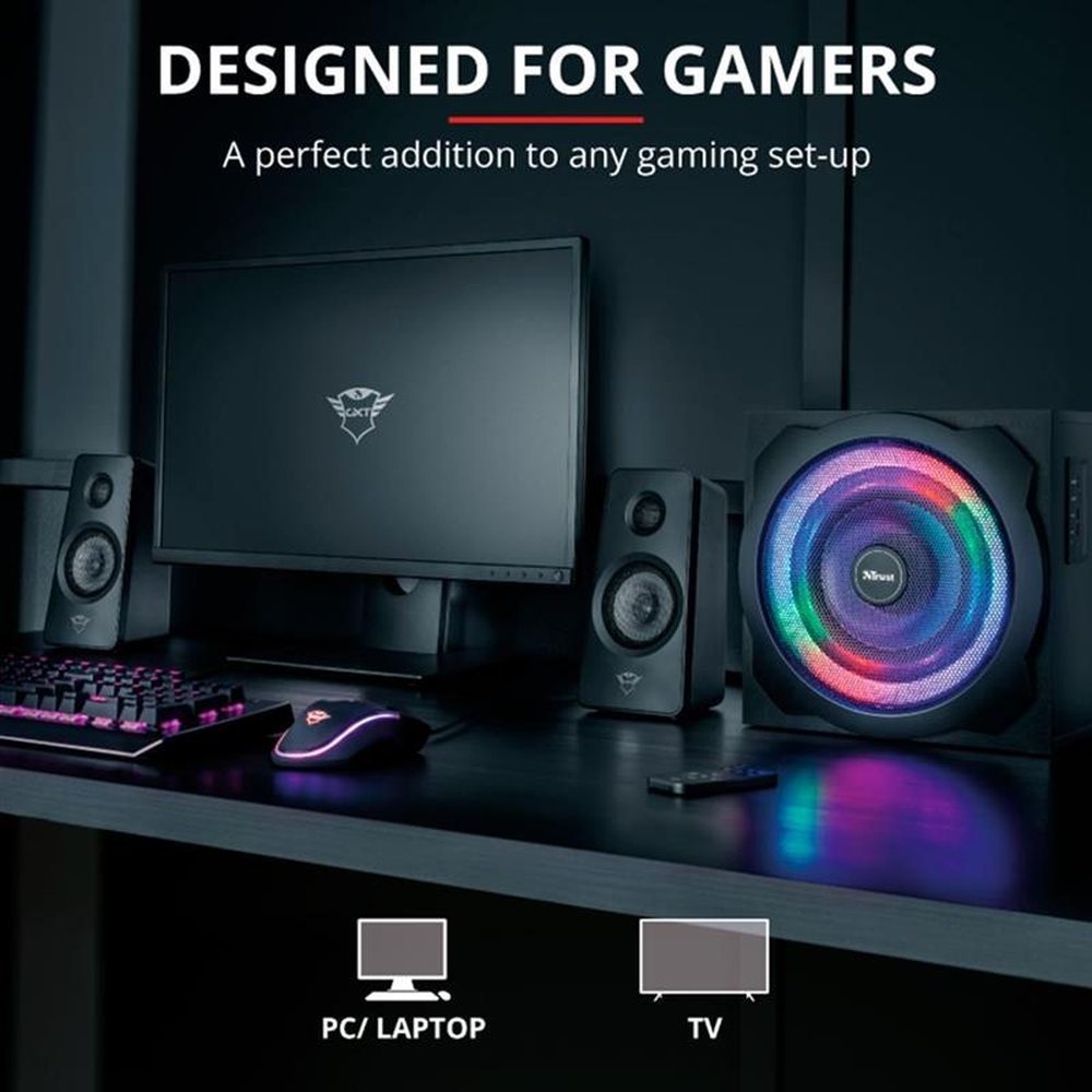 Caixa de Som Gamer Trust GXT 629 Tytan 2.1 RGB Iluminado