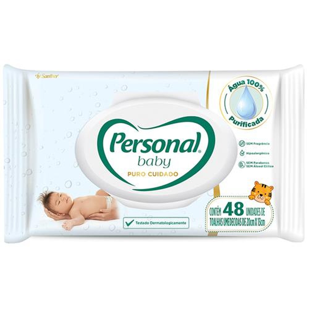 Lenco Umedecido Personal Baby Puro Cuidado Com 48 Unidades