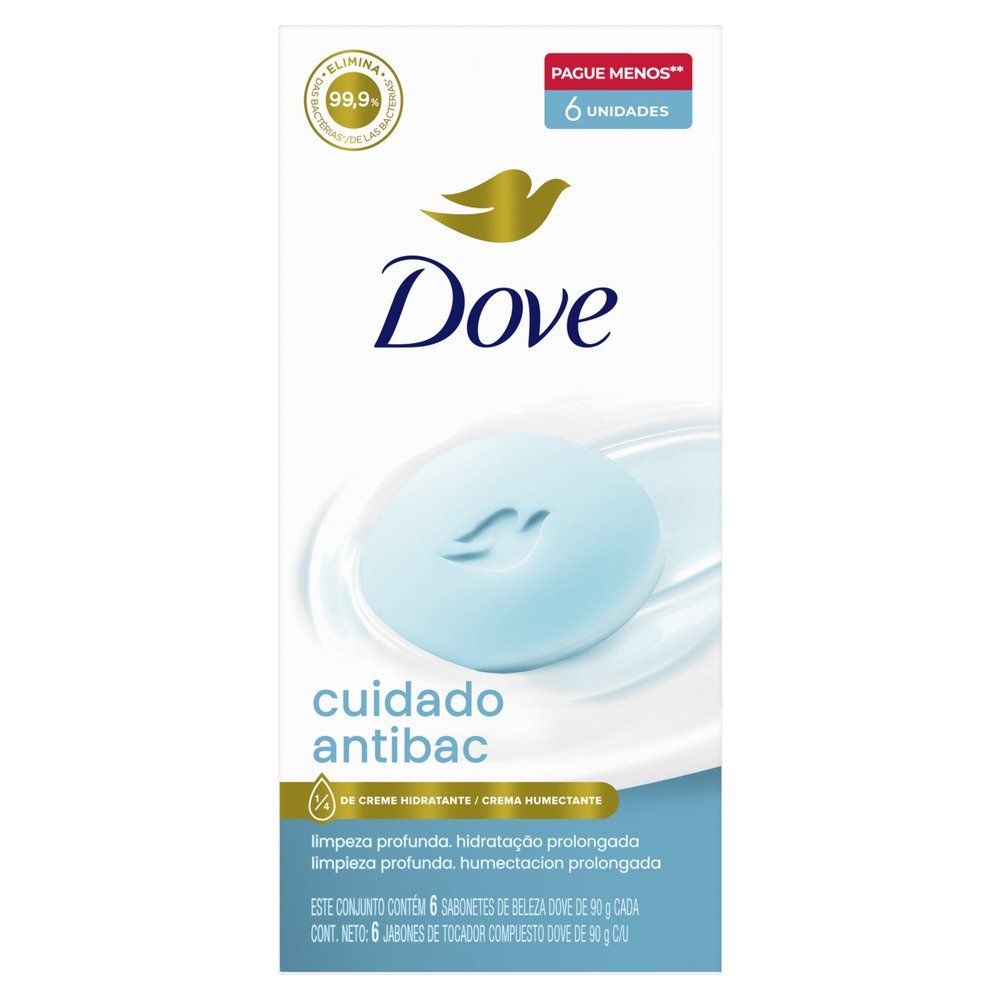Sabonete Dove Antibacteriano Cuida e Protege 90g - Embalagem com 6 Unidades
