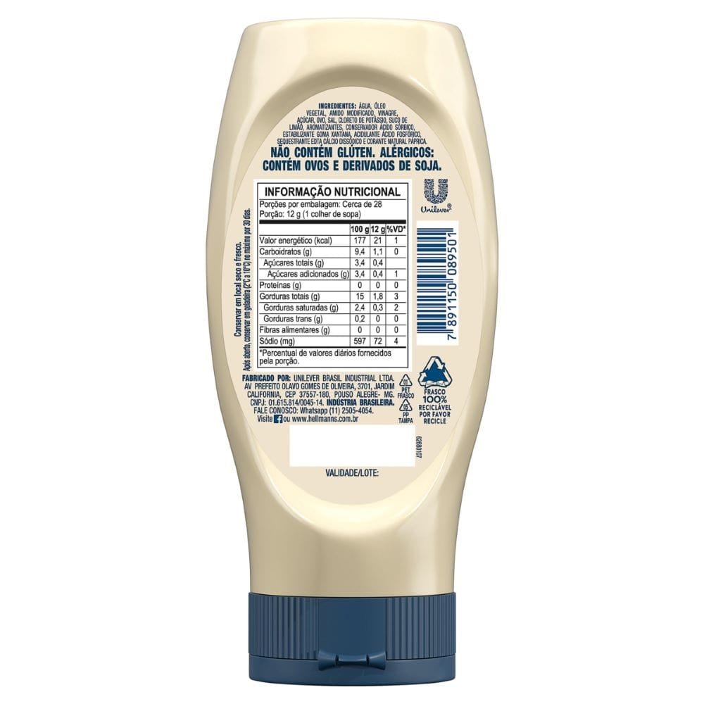 Maionese Hellmann's Light Squeeze 335g
