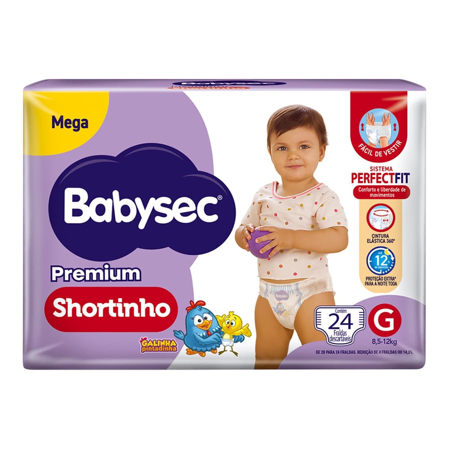 Fralda Babysec Premium Mega Shortinho G 6X28