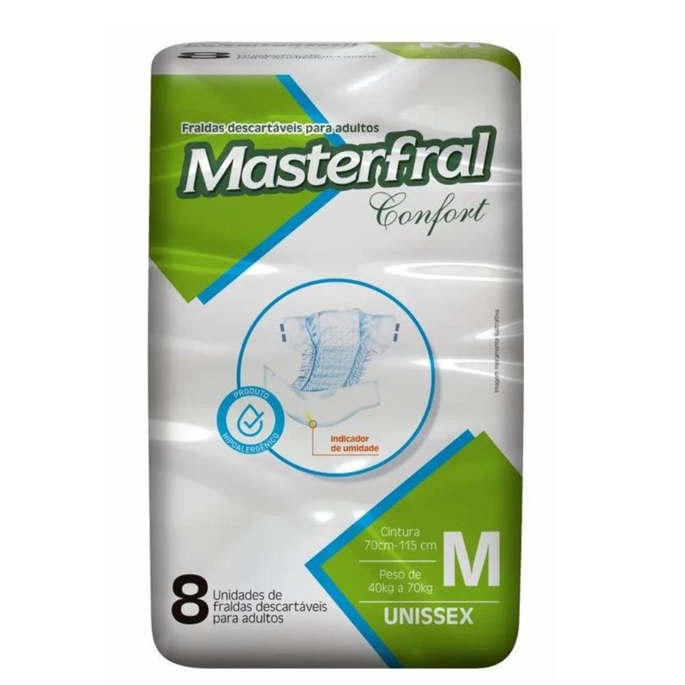 Fralda Masterfral Confort M 8 Pacotes Com 8 Unidades