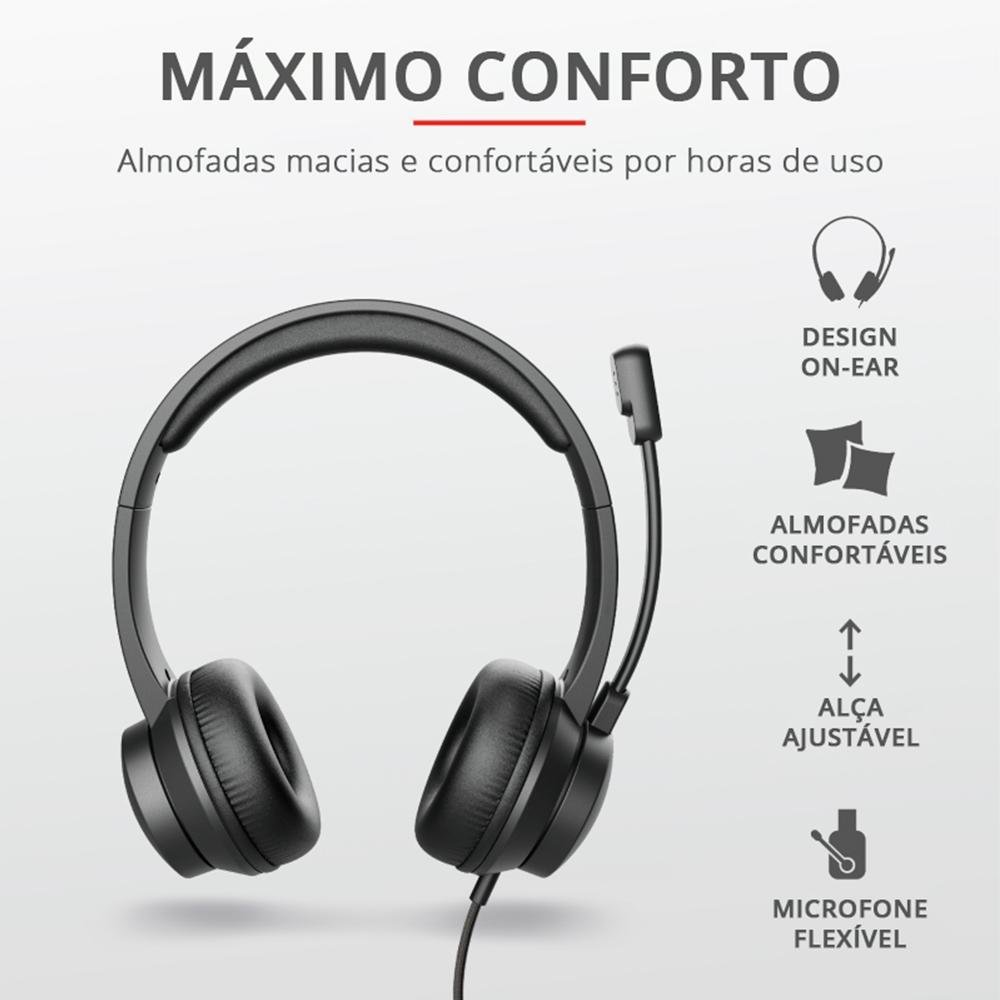 Headset Trust Rydo Preto USB