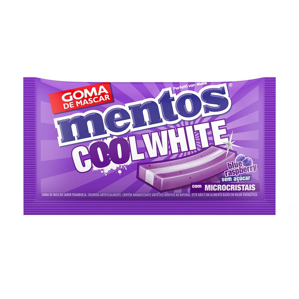 Chiclete Mentos Cool White Blue Raspberry - Caixa com 15 Unidades