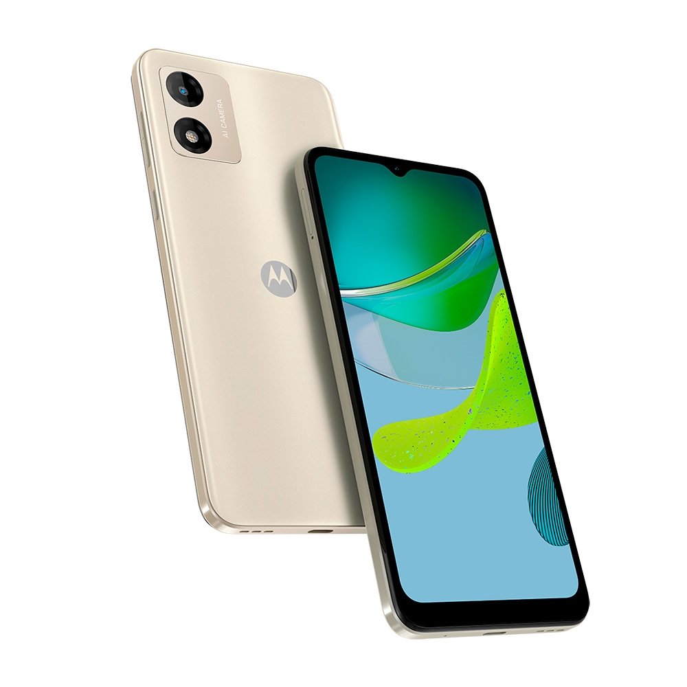 Smartphone Motorola Moto E13 Branco, Tela de 6.5", 4G+Wi-Fi, And. 13 Go, Câm. Tras. 13MP, Frontal de 5MP, 2GB RAM, 32GB
