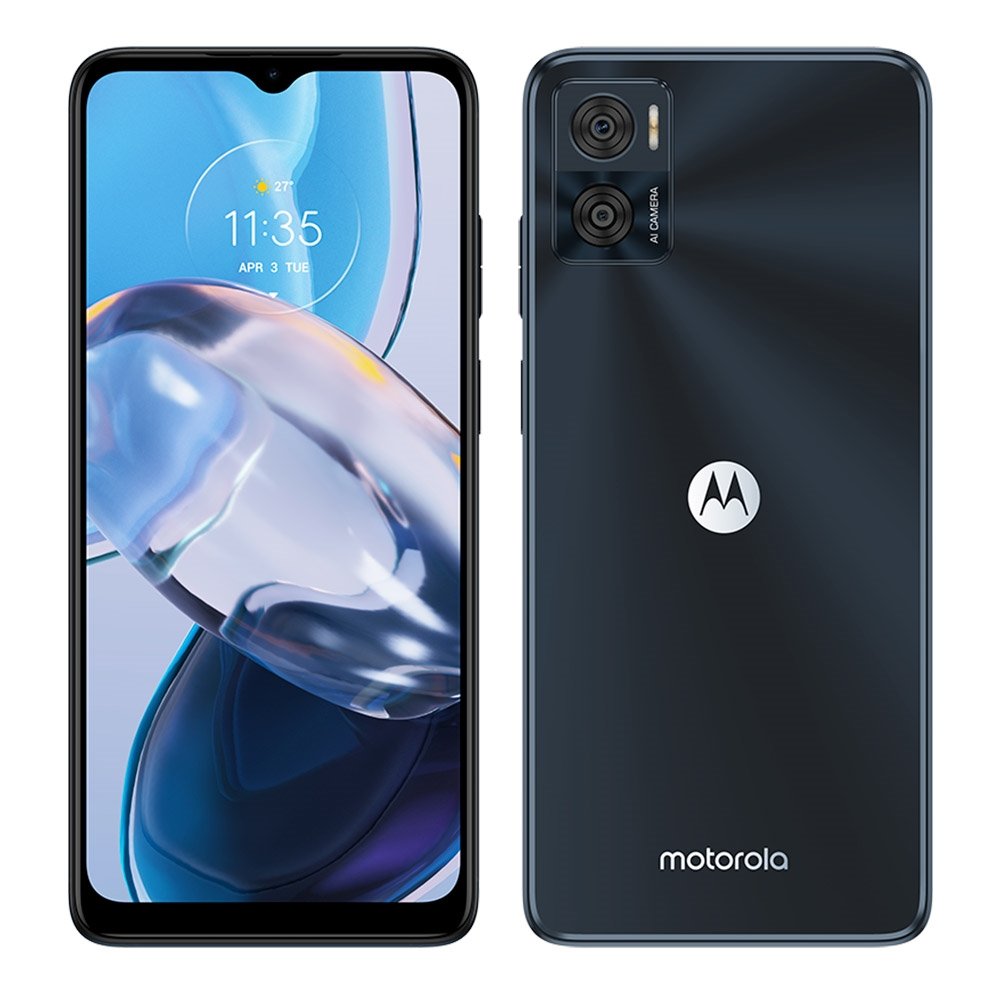 Smartphone Motorola Moto E22 Preto, Tela de 6.5", 4G+Wi-Fi, And. 13 Go, Câm. Tras. 16+2MP, Frontal de 5MP, 4GB RAM, 128GB