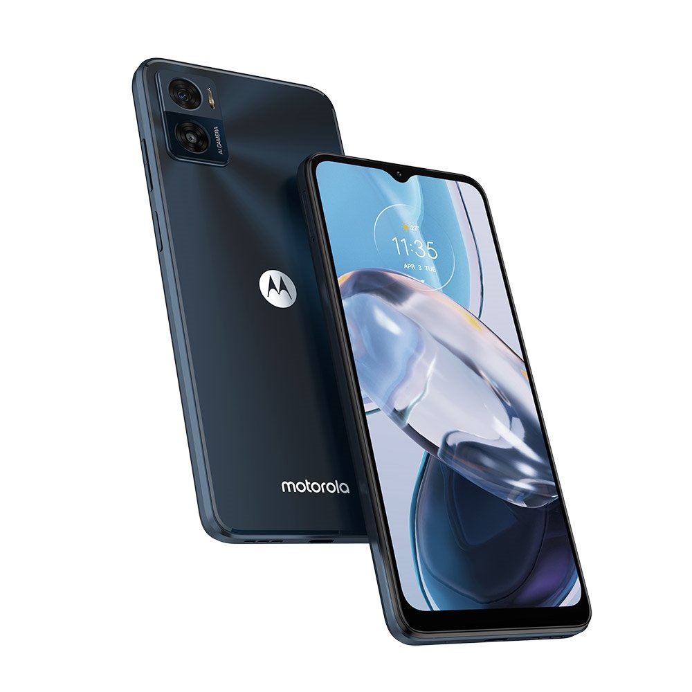 Smartphone Motorola Moto E22 Preto, Tela de 6.5", 4G+Wi-Fi, And. 13 Go, Câm. Tras. 16+2MP, Frontal de 5MP, 4GB RAM, 128GB