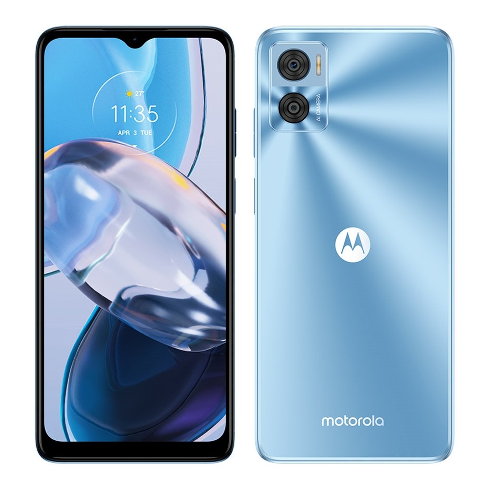 Smartphone Motorola Moto E22 Azul, Tela de 6.5", 4G+Wi-Fi, And. 13 Go, Câm. Tras. 16+2MP, Frontal de 5MP, 4GB RAM, 128GB